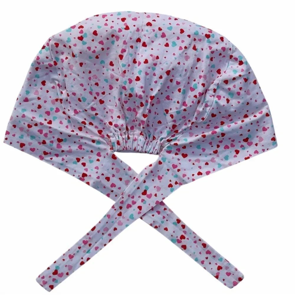 Euro Scrub Hat - White/Heart Print